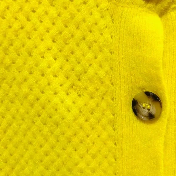 ZARA Bright Yellow Crop Cardigan Neon Retro Feminine Romantic Y2K 90s Size S - Picture 7 of 7